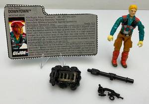 1989 GI Joe (DOWNTOWN) Mortar Man Action Figure With File Card And More (Almost Complete)