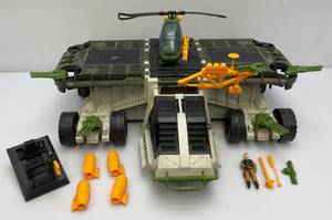 1990 GI Joe THE GENERAL Mobile Strike Headquarters With Helicopter (Missing Parts One Front Door Piece Hinge Broke) Not Complete