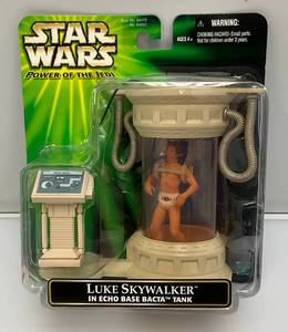 2001 STAR WARS Power Of The Jedi Luke Skywalker In Ehco Base Bacta Tank (New Old Stock)