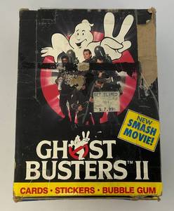 EST. $195.00-$300.00 1989 Topps GHOSTBUSTERS II Trading Card Packs (36) Pack Box (Box Has Tape On It)
