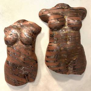 L - Two Artisan Wall Mounted Nude Torso Sculptures