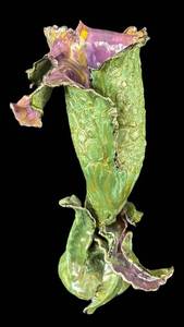 K - Abstract Vase - Green & Purple Glazed Ceramic Sculpture