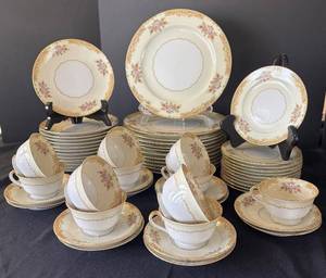 K - Vintage Noritake Rosebud China 59-Piece Formal Dinnerware Set