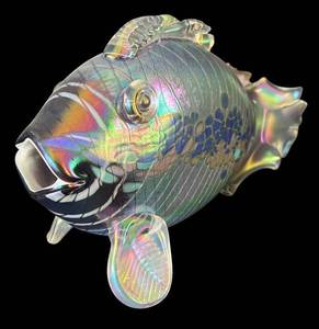 K - Stunning Iridescent Glass Fish David Tate Sculpture