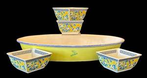 P - Caleca Ceramic Serving Bowl with Four Asian Style Dishes