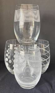K - Four Mikasa Cheers Stemless Wine Glasses