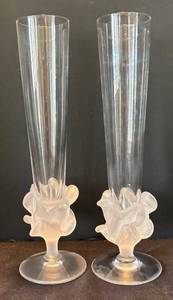 K - Pair of Glass Vases with Floral Bases