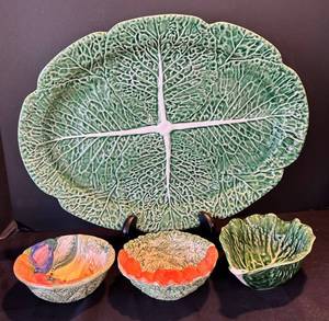 DR - Lettuce & Vegetable Platter with Bowls by Bordallo Pinheiro, Fitz & Floyd and More