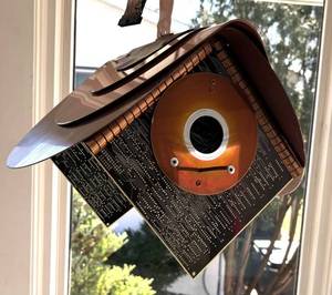 P - Birdhouse Sculpture of Computer Parts and Copper