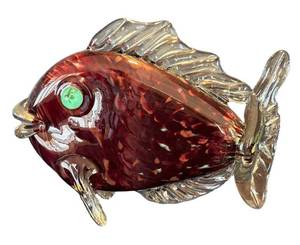 K - Artisan Hand Blown Art Glass Fish Sculpture, Signed
