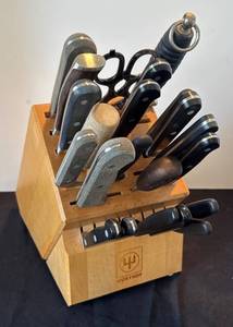 K - Wusthof Knife Block with Wusthof, Calphalon & Russell Knives