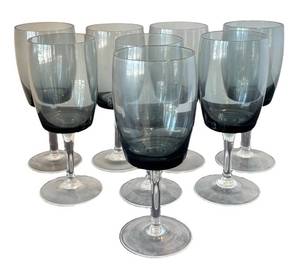 DR - Gorham Midnight Mist Stemware - Vintage Set of 8 in Smoky Gray