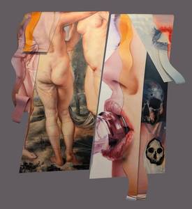 LR - Jerry Ott Two-Piece Painted Metal Abstract Art