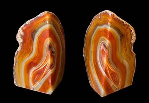 LB - Polished Banded Agate Bookends - Chalcedony Pair