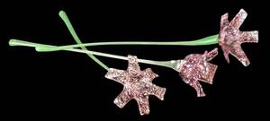 UL - Art Glass Flower Stems (Lot of 3) - Pink Speckled Glass
