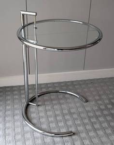 UL - Italstudio Glass Top Chrome Adjustable Side Table