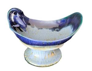 UL - Doug Wylie Dolphin Accent Pedestal Bowl - Very Large Ceramic Pedestal Bowl
