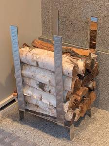 LR - Chrome Log Holder, Birch Logs Included