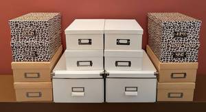UL - Storage Boxes - Leopard Print & White Cardboard, Assorted Sizes