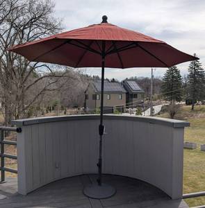 P - 8ft Red Patio Umbrella with Stand