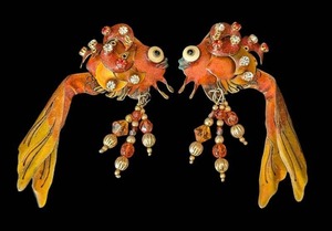 K - Vintage Lunch at the Ritz Bubbles and Goldie Enameled Earrings