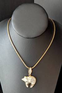K - 14K Yellow Gold Bear Pendant on 20-Inch Chain