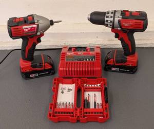 G - Milwaukee M18 Drill & Impact Driver Set - 2-Tool Cordless Power Tools With Charger & Bits