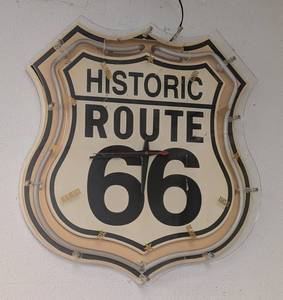 G - Route 66 Neon Clock - Historic Light-Up Sign