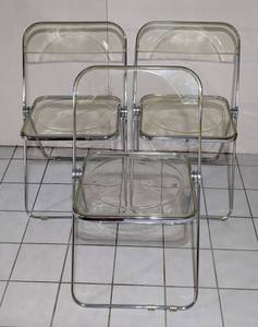 LLS - Plia Lucite Folding Chairs - Chrome Frame,