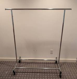 LLR - Chrome Rolling Clothing Rack - 42 in x 22 in Base, Height Adjustable