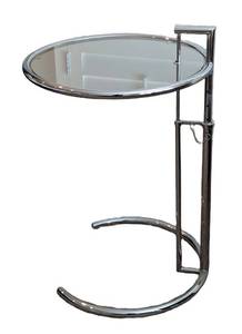 UL - Italstudio Glass & Chrome Side Table - Adjustable
