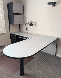 UL - Wilsonart L-Shaped Office Desk With Wall Cabinets