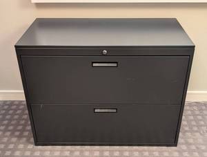 UL - Dark Grey Metal 2-Drawer Lateral File Cabinet 36W x 17.5D x 28H - Locking Top Drawer