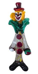 LB - Art Glass Clown Figurine - Colorful Glass Sculpture