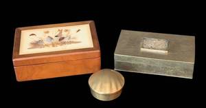 UL - BK Designs 3 Vintage Trinket Boxes - Floral Inlays & Pressed-Plant Lid, China Made