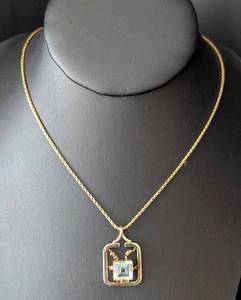 K - 14K Gold Pendant Necklace - Topaz Gemstone, 22 Chain