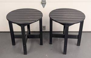 G - Pair of Round Grey Wood Composite Side Tables