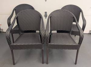 G - Dark Grey Wicker Patio Chairs - Set of 4