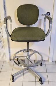 LLS - Cramer Drafting Stool - Vintage Green Upholstery