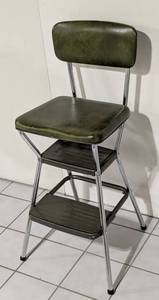LLS - Cosco Vintage Green Folding Chair with Built-In Step Stool
