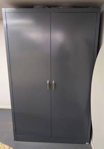 G - Grey Metal Storage Cabinet, 2-Door, 48 in W x 24 in D x 78 in H
