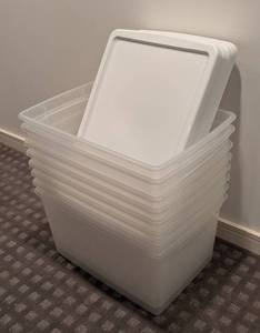 LLR - 8 Clear Plastic Storage Totes - 23 x 15.5 x 12 in - Stackable