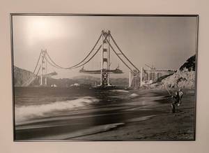 LB - Framed Golden Gate Bridge Print - Black & White Wall Art