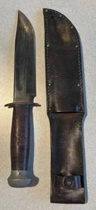 K - Vintage Knife with Leather-Wrapped Handle & Leather Sheath