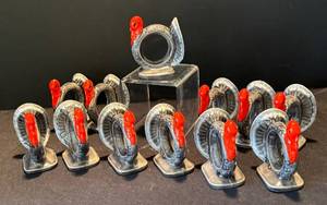 K - Set of 12 Ceramic Turkey Napkin Rings