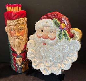 P - Fitz & Floyd Santa Essentials Plate & Match Holder