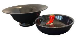 P - Two Bold Black Serving Bowls