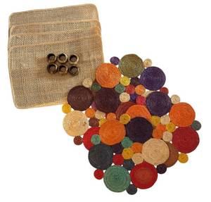P - Natural Woven Placemats & Napkin Rings Set