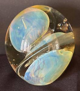 K - Stunning Signed Art Glass Paperweight
