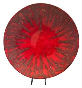 E - Red Round Platter - Decorative Centerpiece